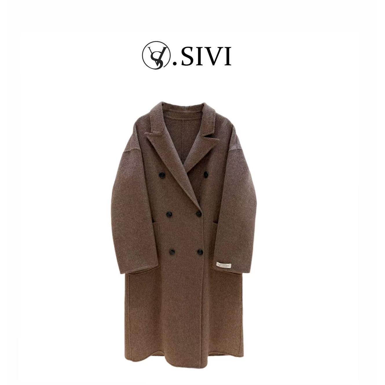 熙薇【木扣诗行】2025秋冬新款设计师休闲中长款大衣H6629