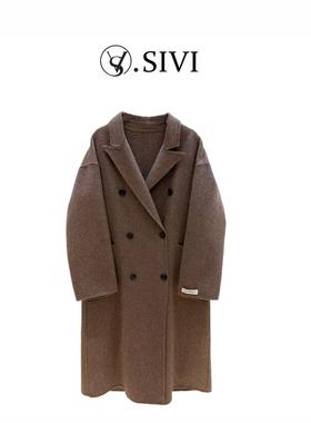 熙薇【木扣诗行】2025秋冬新款设计师休闲中长款大衣H6629