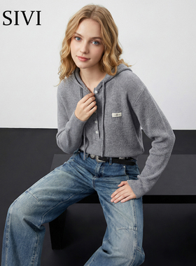 熙薇【云栖浅黛】2025秋季新款时尚休闲百搭毛衣帽衫H5683