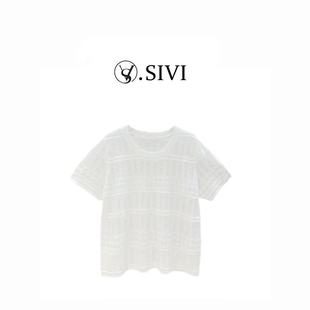 亚麻设计师上衣H3382 熙薇 时间胶囊 显瘦休闲极简圆领T天 丝