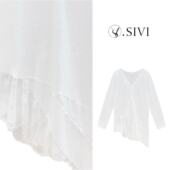 唯美蕾丝V领衬衣M2023 2026新款 熙薇 不规则美