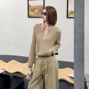 韩系镂空针织拉链开衫 熙薇 新款 2026春季 M2274 链上风吟