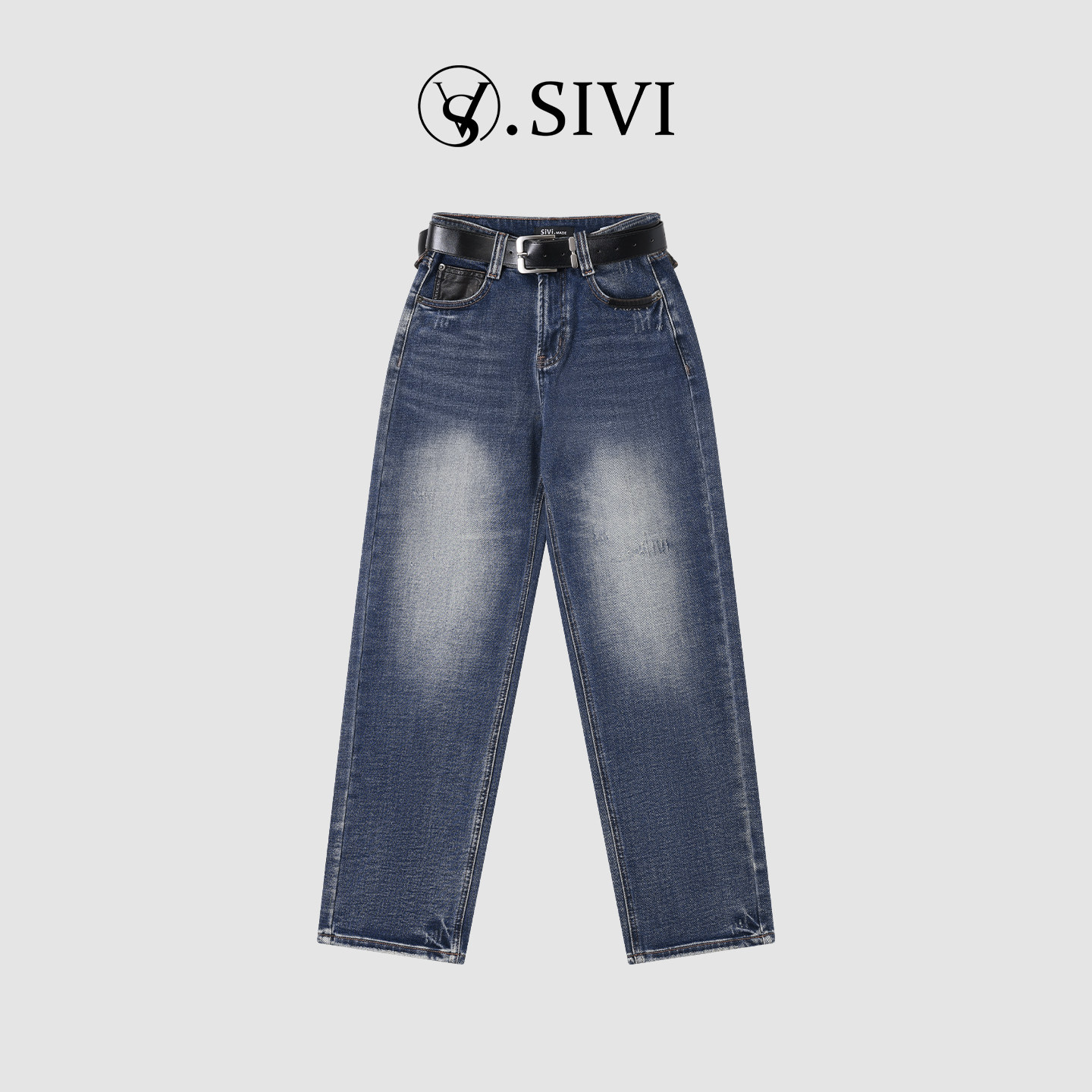 熙薇【百搭基石】2025冬季新款显瘦直筒窄版牛仔裤H6654