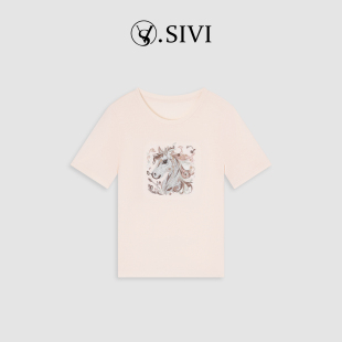 马绣星河 短袖 2026新款 休闲修身 T恤M2026 气质时尚 熙薇