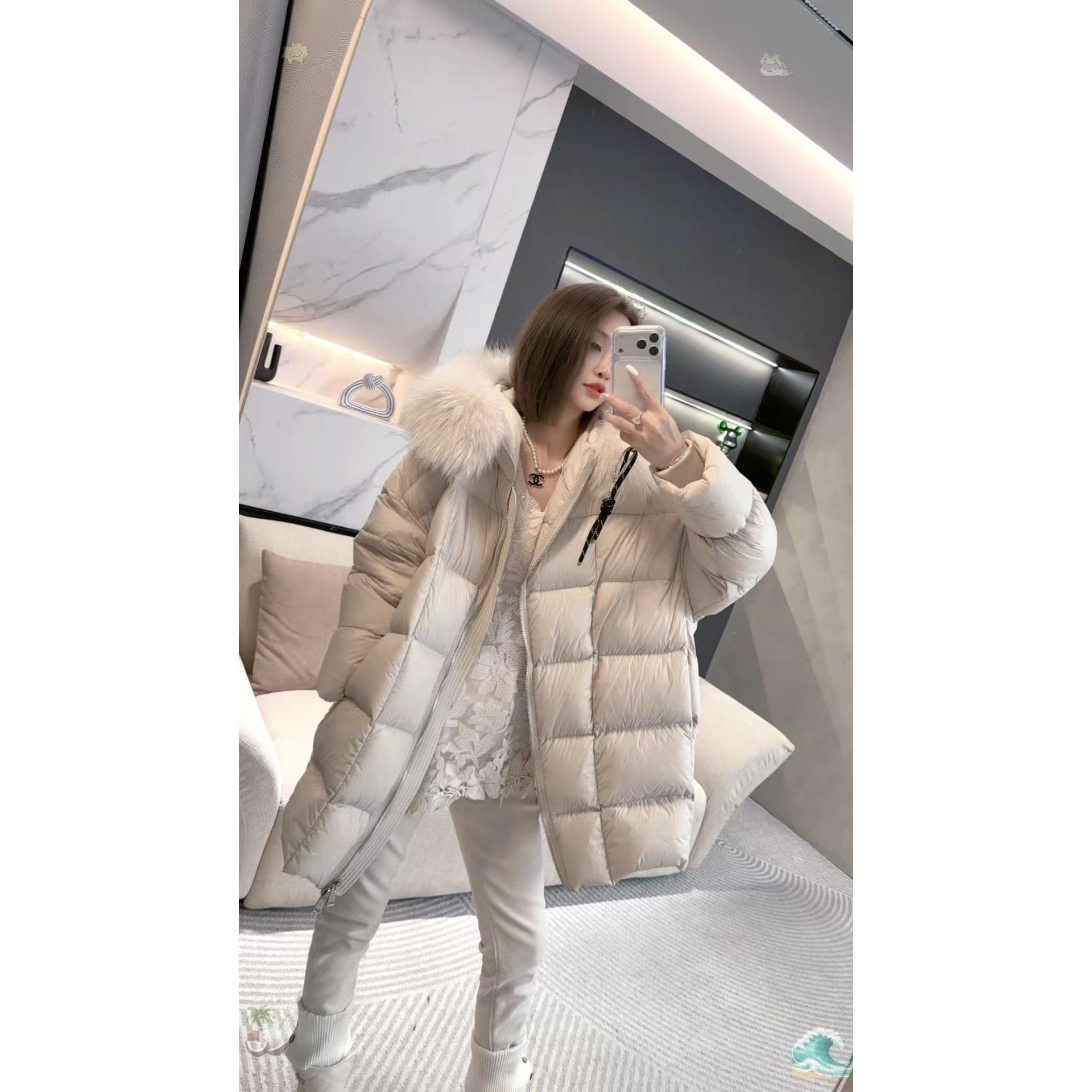 熙薇【飘向远方】2025冬季新款气质中长款毛领羽绒服外套H6587