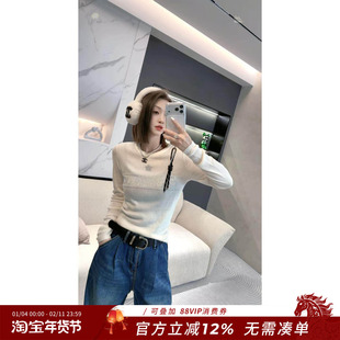 熙薇【珠光漫序】2025冬季新款洋气时尚休闲刺绣针织毛衣H6402