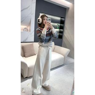 熙薇【漫游基调】2025冬季新款休闲时尚设计师款羊毛裤H6743