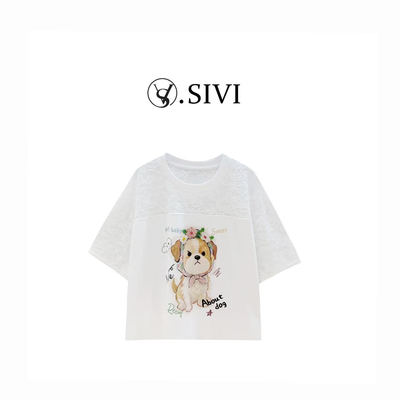 熙薇2025夏季新款时尚萌犬T恤