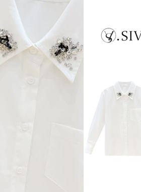 熙薇『钻影流年』2026新款时尚设计师气质休闲钻领衬衣H7204