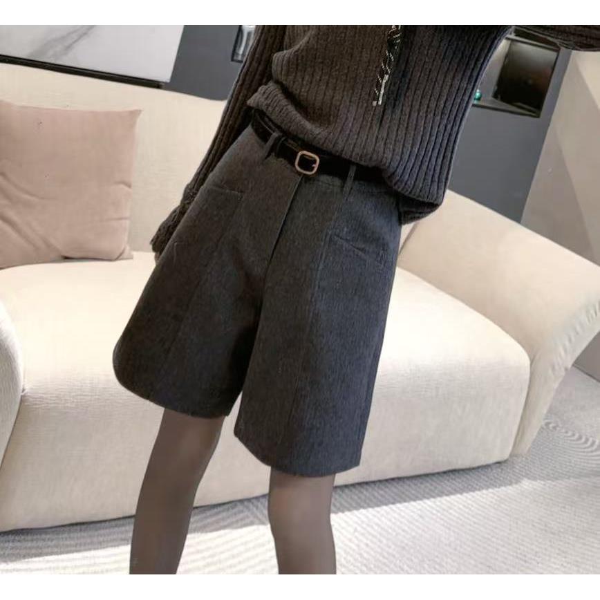 熙薇2025冬季新款休闲百搭气质羊毛五分短裤H6595