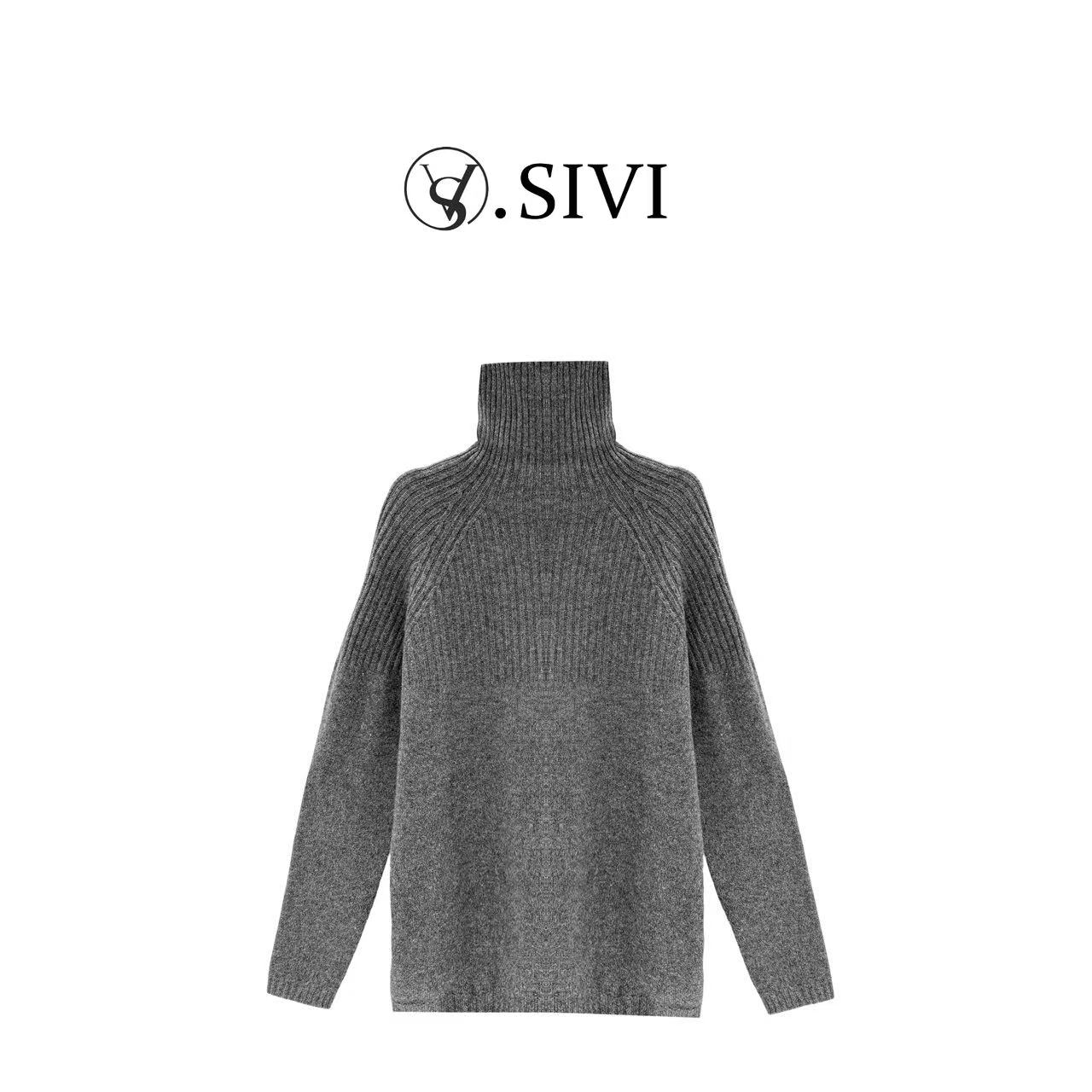 熙薇2025秋冬新款时尚休闲银丝高领羊毛衫H5956