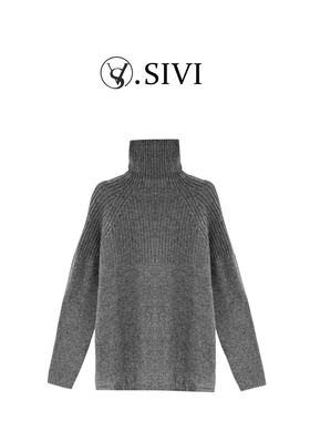 熙薇2025秋冬新款时尚休闲银丝高领羊毛衫H5956