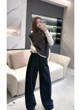 熙薇【月华扶风】2025冬季新款设计师款飘带羚羊绒羊毛裤H6798