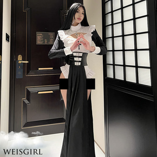 weisgirl万圣节服装 小胸cosplay纯欲修女服 性感护士女仆制服套装