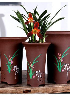 宜兴陶瓷紫砂大号吊兰兰花盆 出汗泥现代简约特价绿植园艺桌面盆