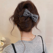 Miu系波点蝴蝶结扭扭夹抓夹女高级感2026新款 盘发夹子一字夹发饰