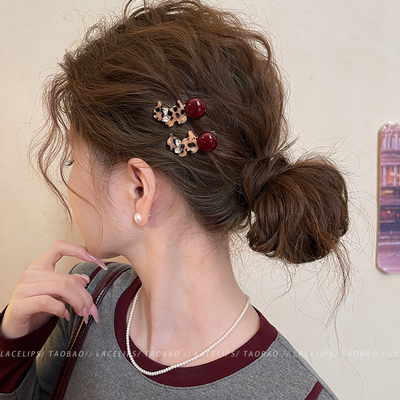 豹纹小狗边夹发夹女2025新款