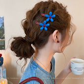 一眼心动 早春发夹蓝色花朵侧边夹前额碎发刘海夹女发卡2026新款