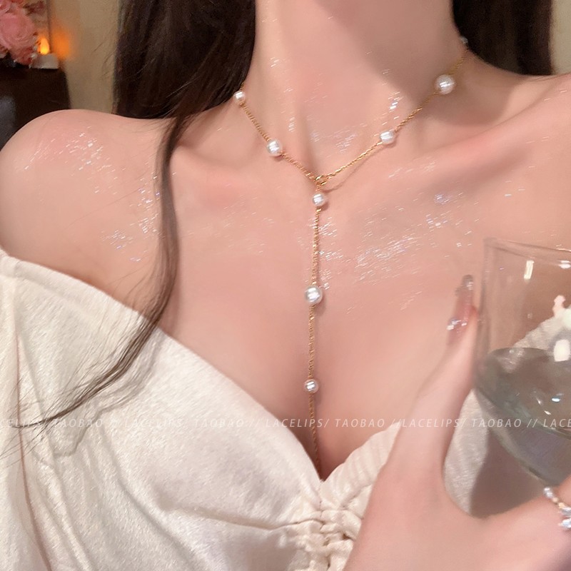 超仙温柔满天星流苏珍珠项链女