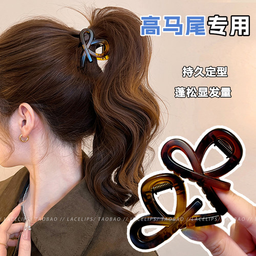 气质蝴蝶结高马尾抓夹女高级感