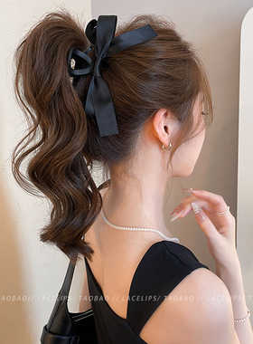 大号黑色蝴蝶结抓夹女高级感2026新款盘发夹子鲨鱼夹马尾发夹发饰