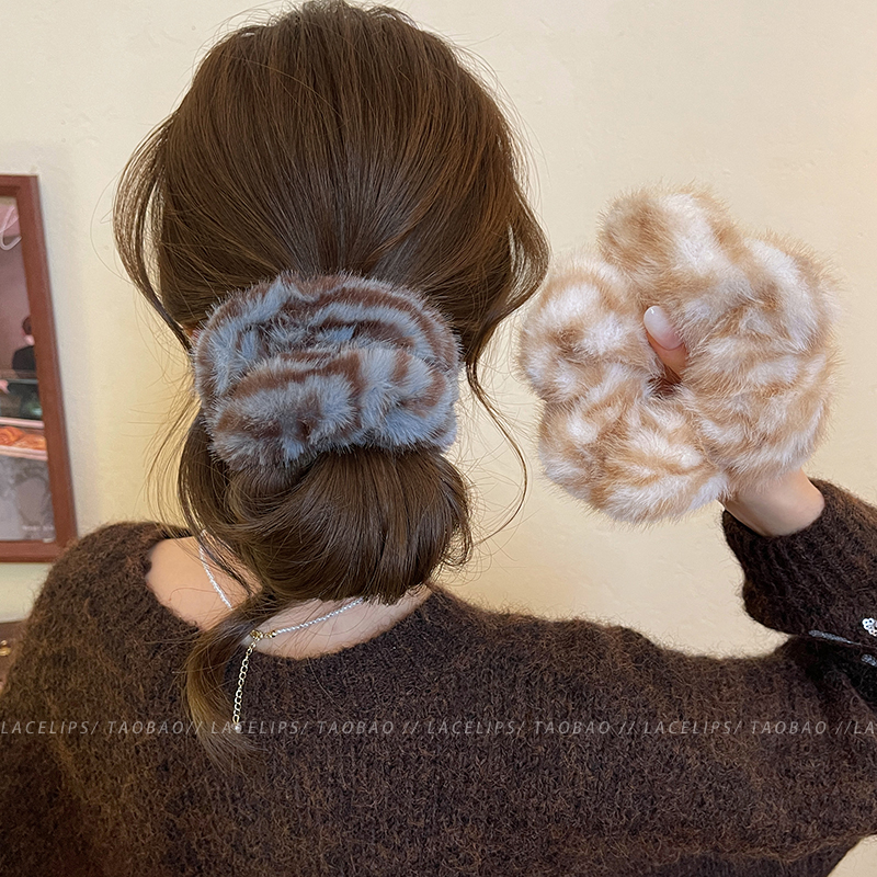 秋冬毛绒大肠发圈女高级感