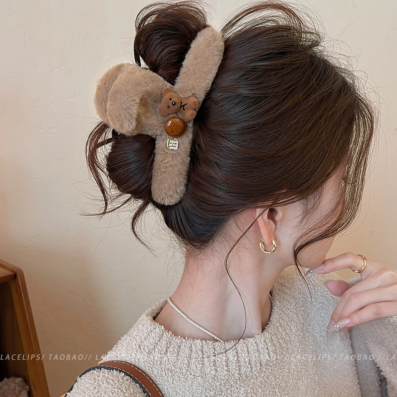 栗子小熊~毛绒抓夹女高级感