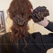 气质豹纹大肠发圈女春日头绳扎头高弹力发绳2026新款 发饰 洋气时尚