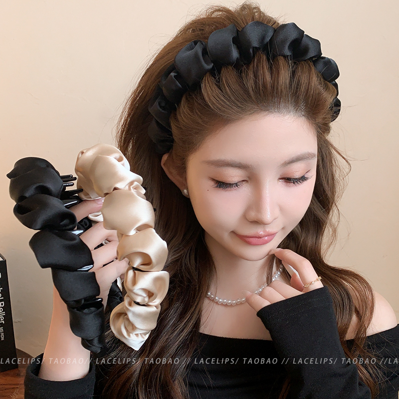 高颅顶褶皱泡泡发箍女2025新款