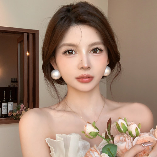 zui温柔~法式夸张超大珍珠耳钉女