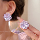 高级感温柔耳环耳饰夏 爆款 未名花期 浅紫色山茶花耳钉女2026新款