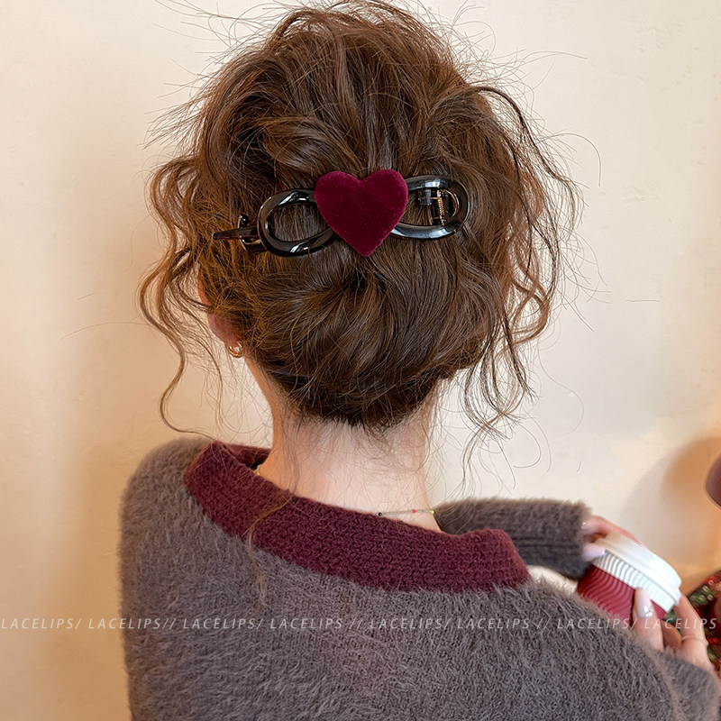 丝绒爱心扭扭夹女高级感后脑勺抓夹2026新款大号一字发夹盘发头饰,饰品/流行首饰/时尚饰品新,发饰,淘宝优惠券,粉丝福利购,淘宝优惠卷