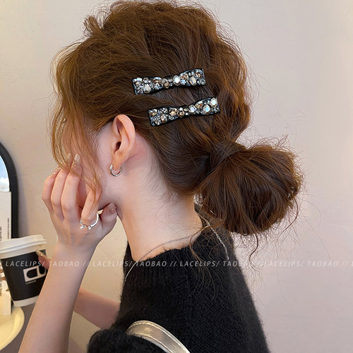 精致黑色水钻侧边发夹女2025新款