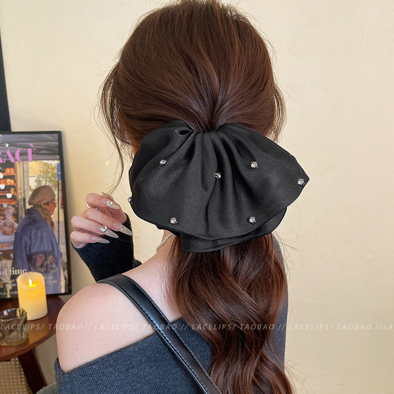 轻奢闪钻裙摆马尾抓夹女高级感