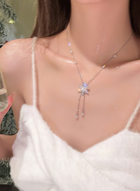 雪花珍珠流苏项链女款2025新款