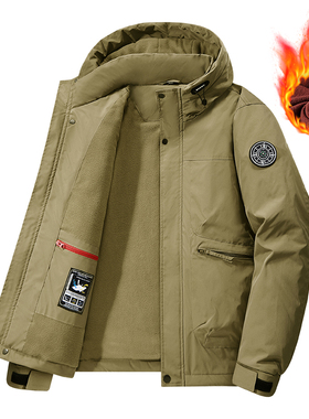 冬装加绒棉衣男士外套特大码休闲男装连帽定制团购印字刺绣