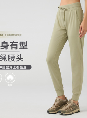 亚马逊欧美新款磨毛宽松束脚裤女跑步健身裤修身显瘦运动裤D19069