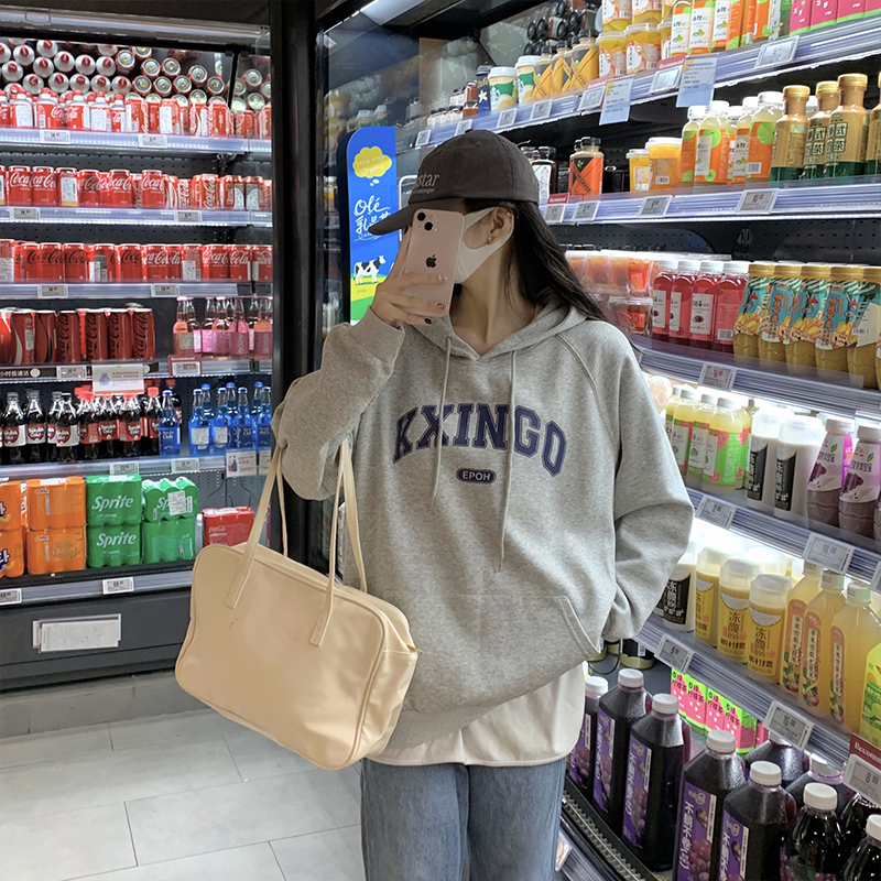 2025胖晶晶大码女装卫衣秋冬可爱印花宽松型连帽卫衣 加绒加厚