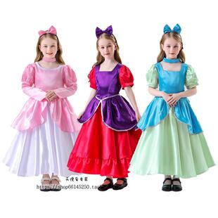 万圣节迪士尼白雪公主裙灰姑娘小红帽艾莎COSPLAY女童演出服装