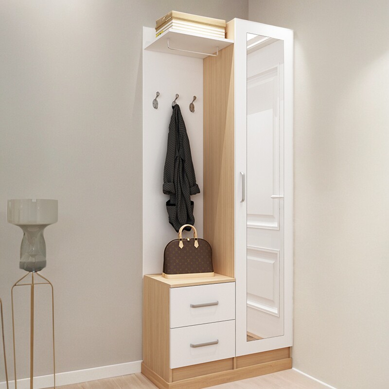 Shoe cabinet, hallway cabinet, integrated wardrobe, shoe changing stool, living room entrance dressing mirror combination, modern and simple hanging clothes rack