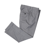 春夏灰色精纺羊毛混纺品西翻边脚口男九分裤 日本进口EXCELLA拉链