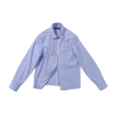 MUSLUN缪伦2025白蓝条拉链长袖 休闲衬衣