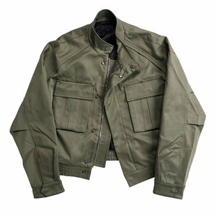 外套落肩宽松潮流 男夹克工装 潮WOO专属 MUSLUN春秋军绿色绣花短款