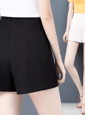 黑色女短裤韩版热裤阔腿