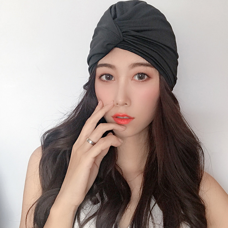 泳帽女长发专用不勒头黑色大头围图片