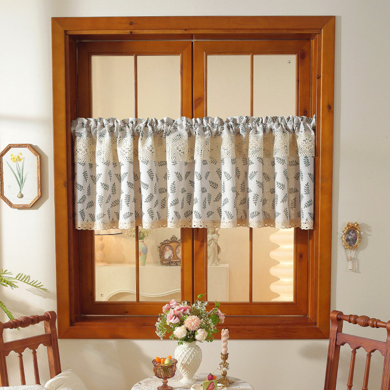 田园清新家用门帘棉麻厨房卧室半帘隔断遮挡半截打孔布艺帘子隐私