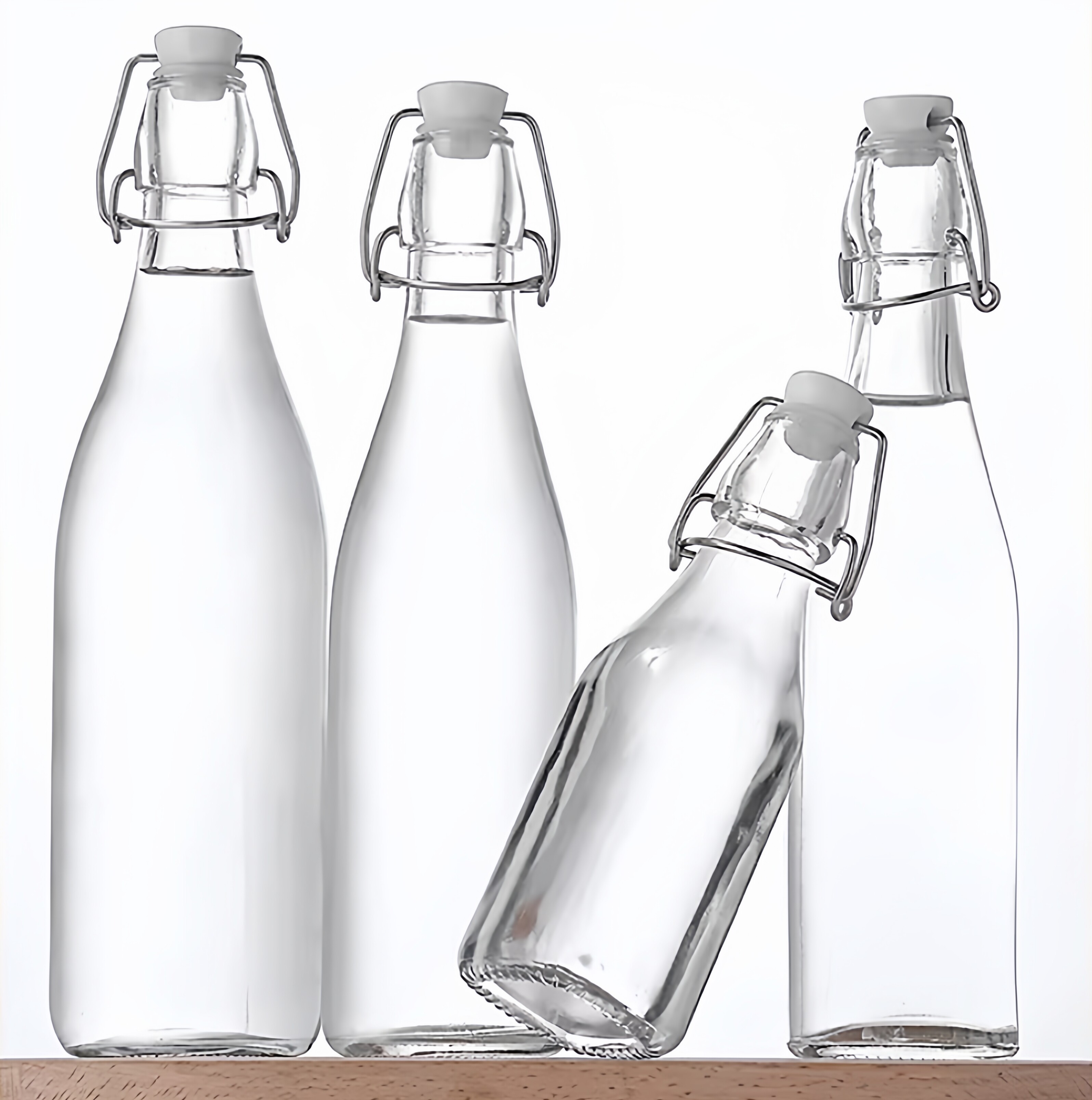玻璃饮料瓶油瓶自制酵素瓶密封泡酒瓶 250m-1000ml不锈钢卡扣