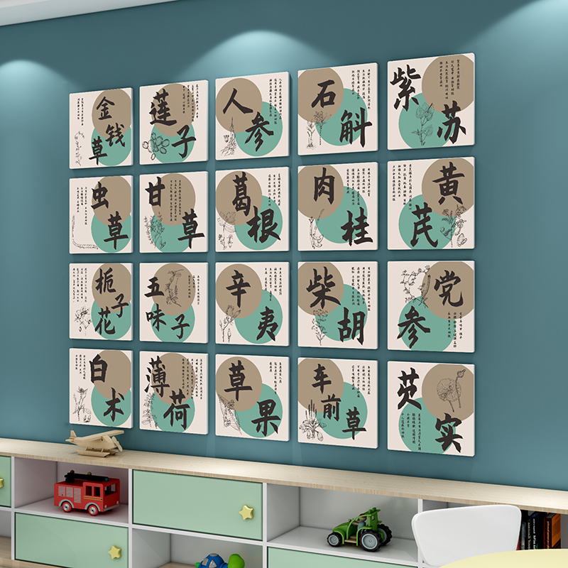 中医养生馆文化墙保健中草药壁画按摩店墙面装饰贴画宣传海报挂画