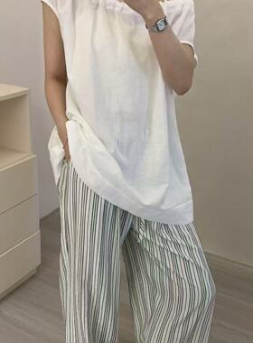 CALOSCI韩系百搭舒适白色纯色小衫抽绳可斜肩