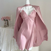 性感睡衣女夏季 纯欲美背吊带睡裙睡袍带胸垫高级感家居服 冰丝薄款